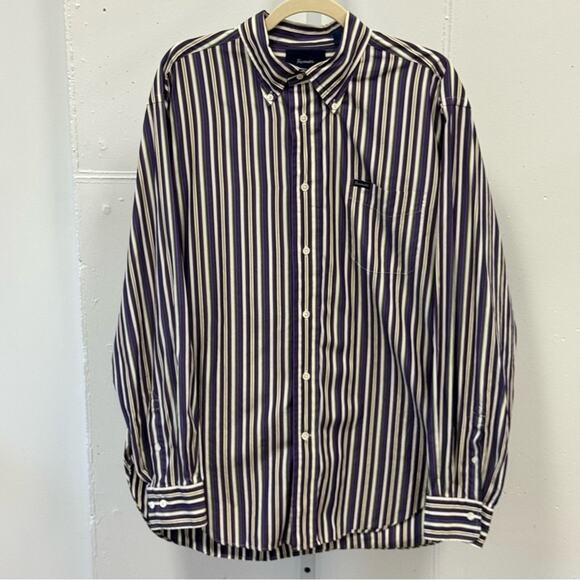 Faconnable Other - Façonnable Classic Striped Button Down Shirt Purple White XL
